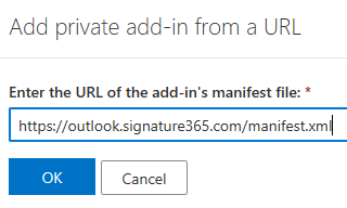 Add from URL pane for entering the manifest.xml URL