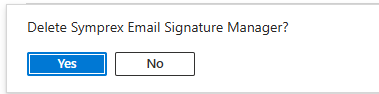 Confirmation dialog to delete the Entra ID application